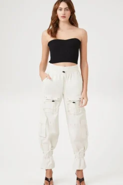Drawstring Cargo Denim Joggers