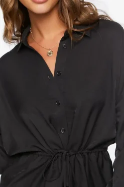 Drawstring Dolphin-Hem Shirt