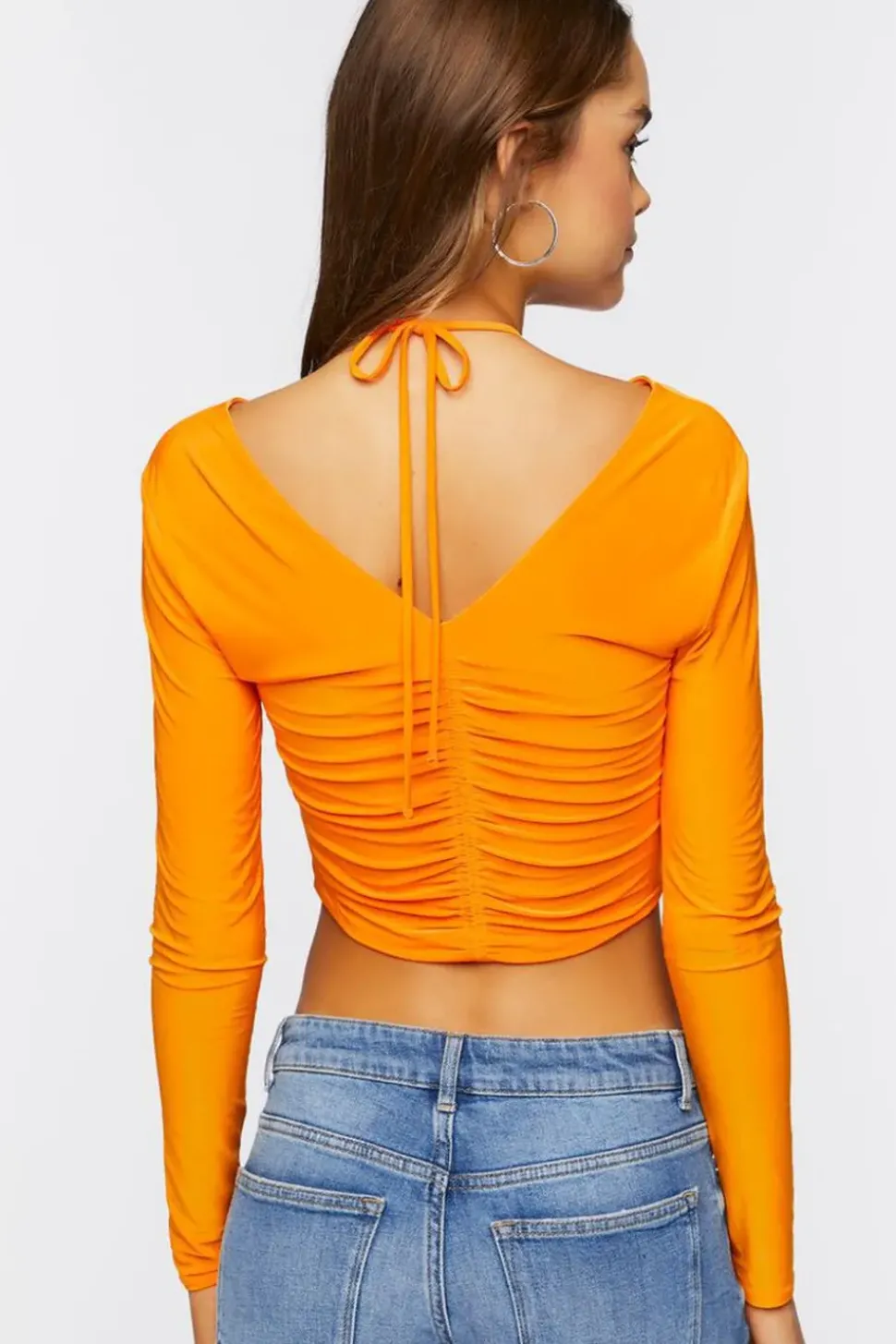 Drawstring Halter Cutout Crop Top