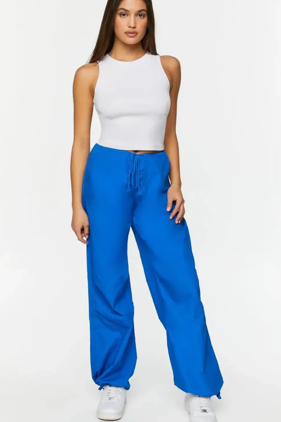 Drawstring Low-Rise Parachute Pants
