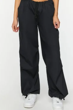 Drawstring Low-Rise Parachute Pants