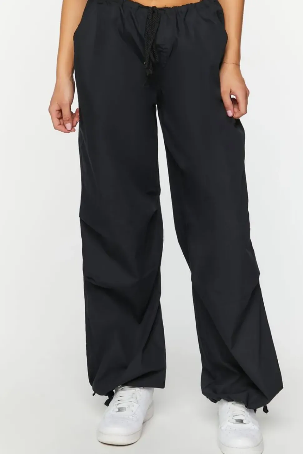 Drawstring Low-Rise Parachute Pants