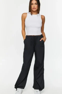Drawstring Low-Rise Parachute Pants