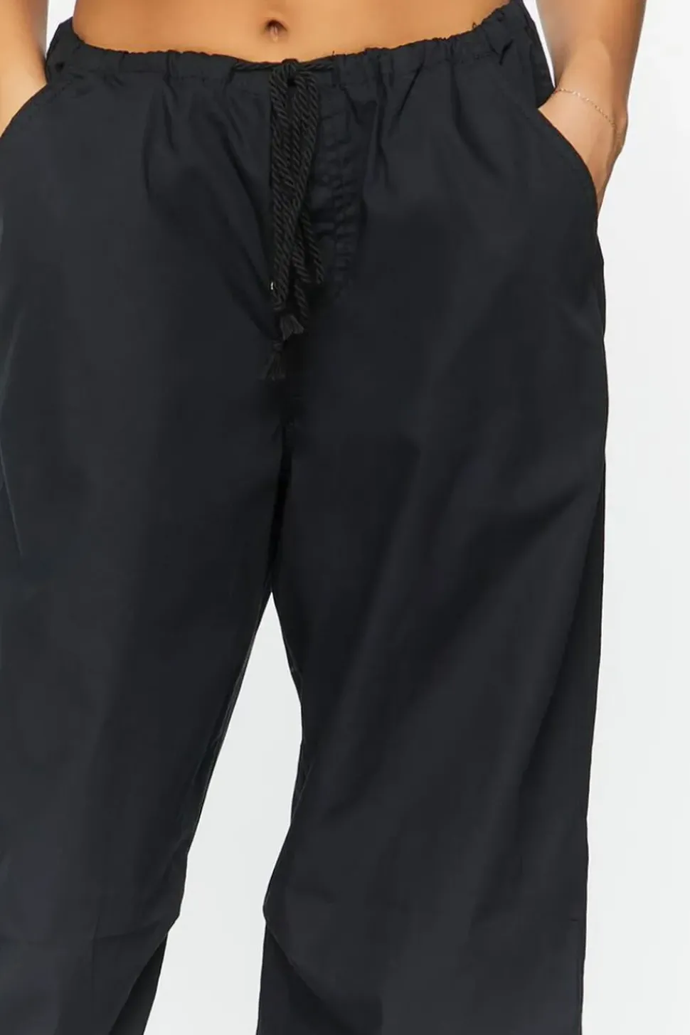 Drawstring Low-Rise Parachute Pants