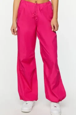 Drawstring Low-Rise Parachute Pants