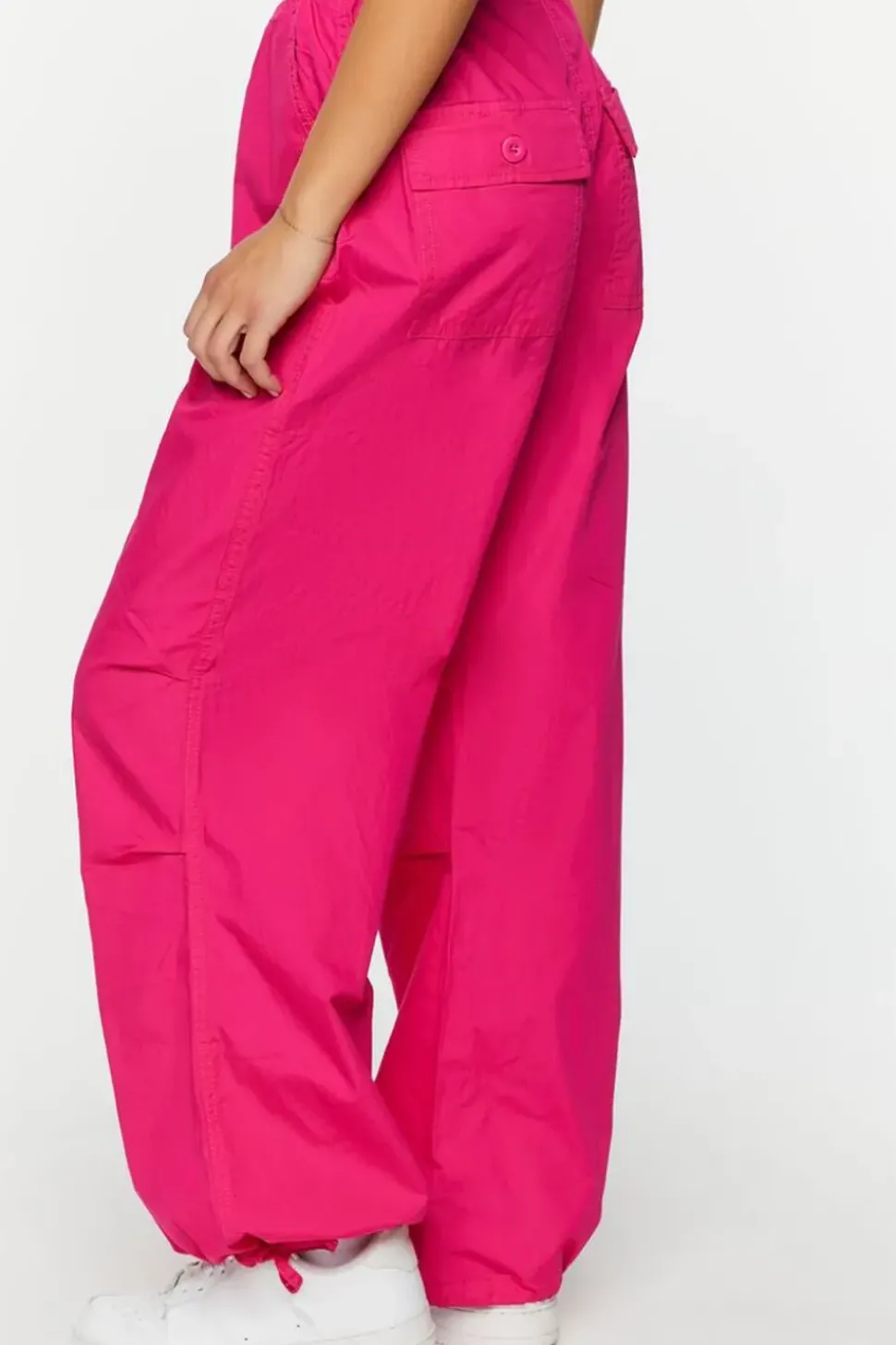 Drawstring Low-Rise Parachute Pants