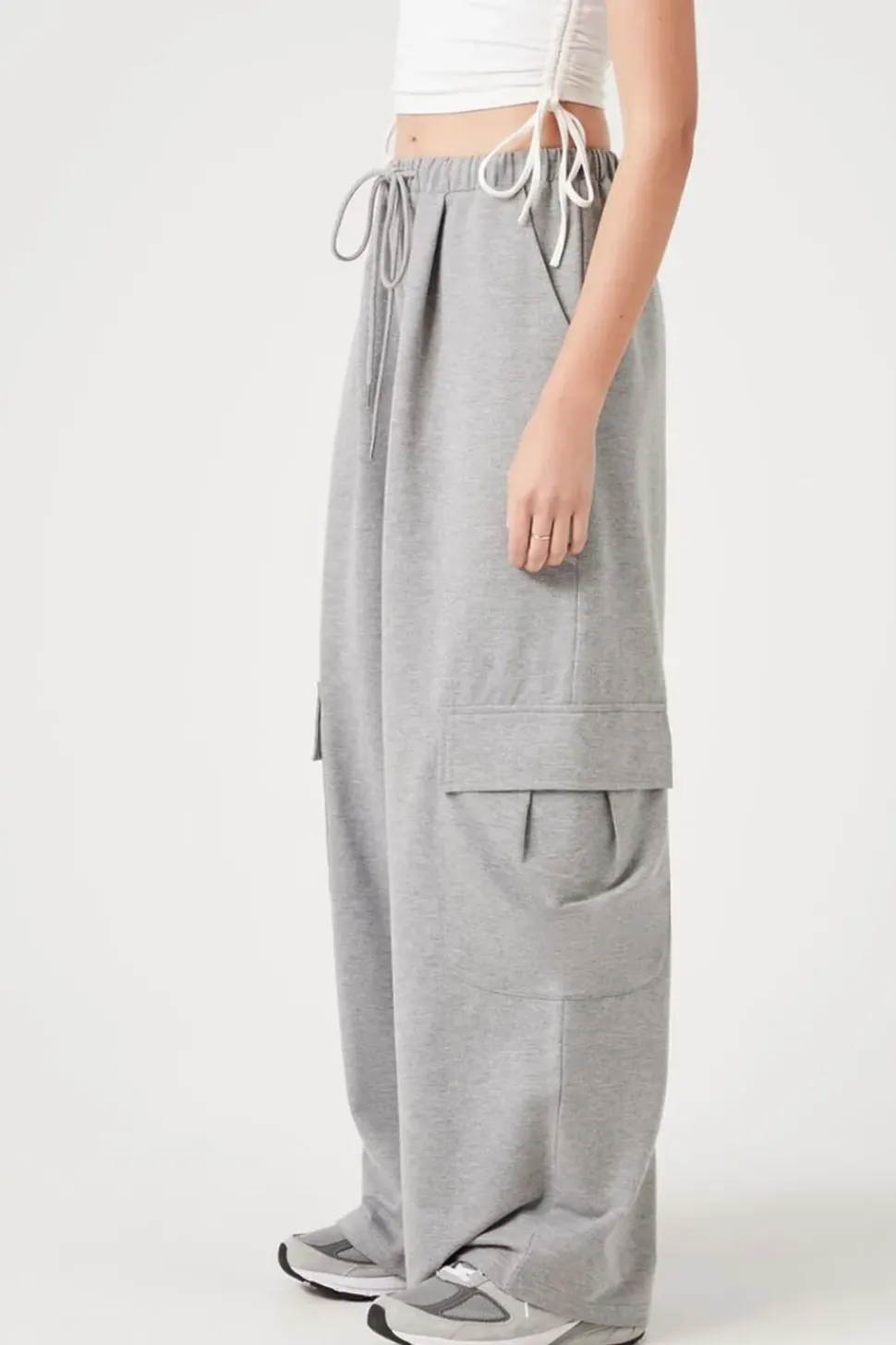 Drawstring Wide-Leg Cargo Pants