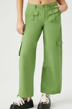 Drawstring Wide-Leg Cargo Pants