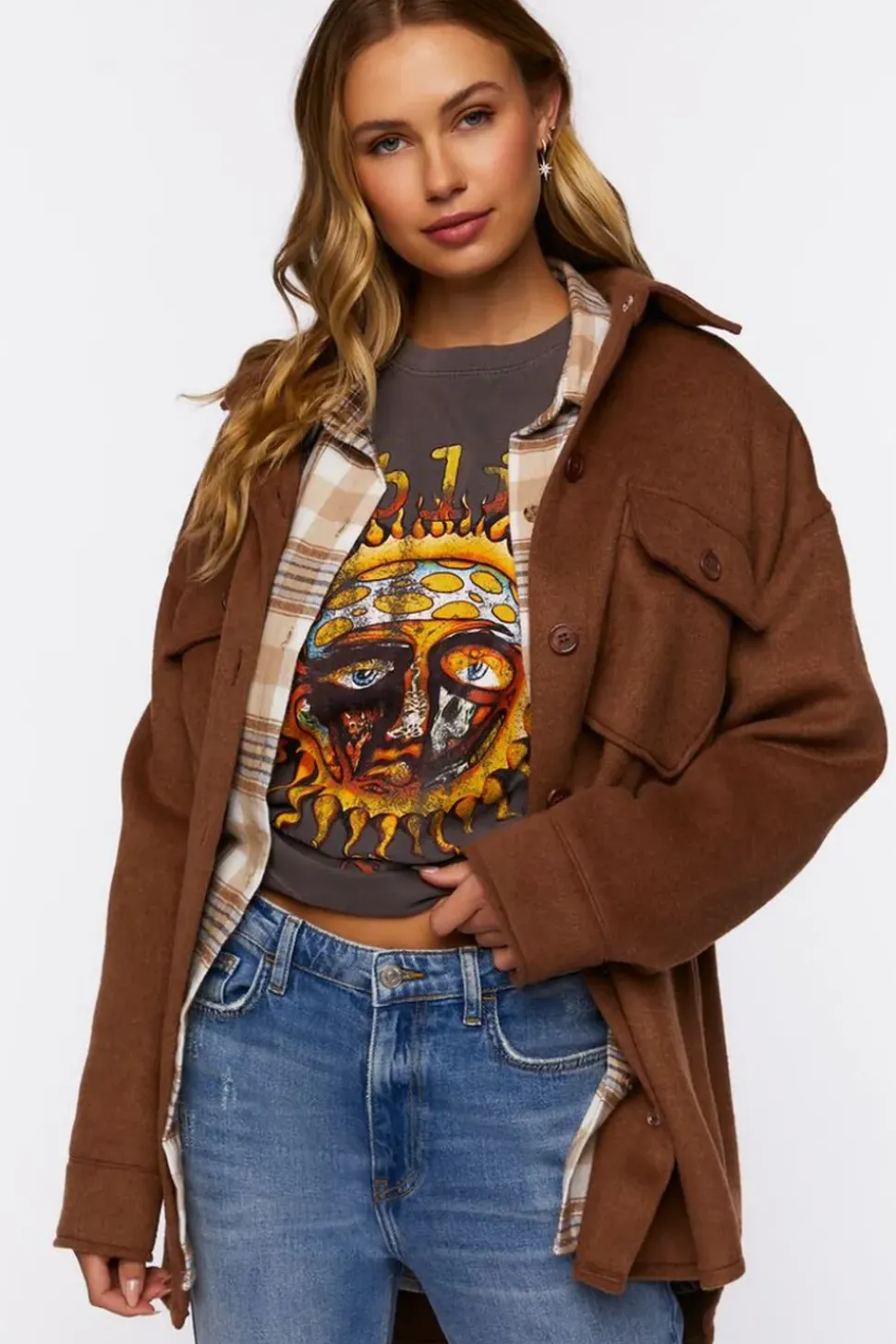 Drop-Sleeve Button-Front Shacket