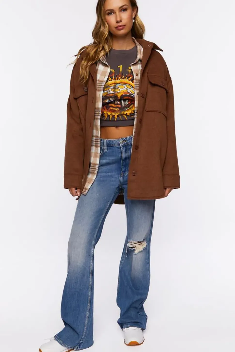 Drop-Sleeve Button-Front Shacket