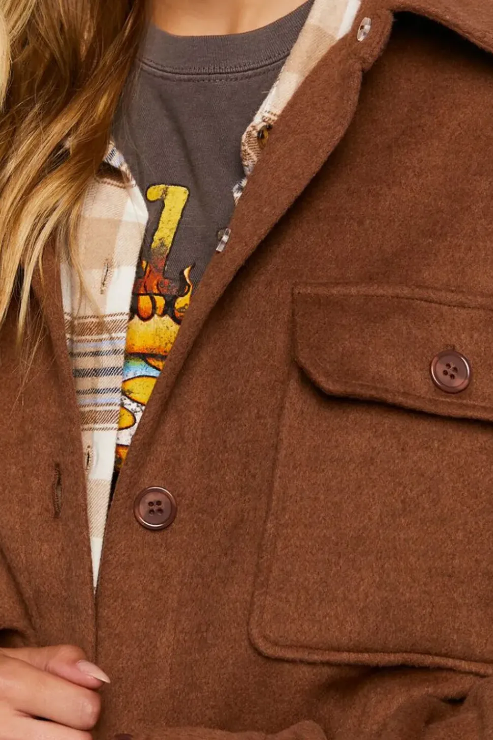 Drop-Sleeve Button-Front Shacket