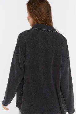 Drop-Sleeve Button-Up Shacket