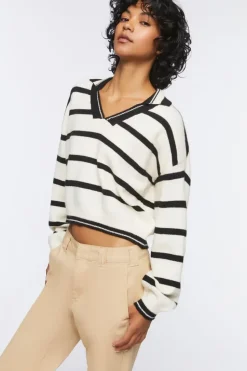 Drop-Sleeve Striped Sweater