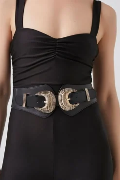 Dual-Buckle Faux Leather Belt