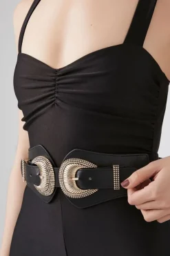 Dual-Buckle Faux Leather Belt
