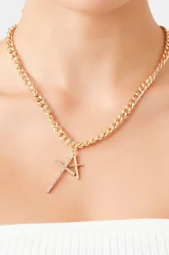 Dual Cross Curb Chain Necklace