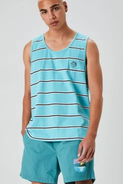 Embroidered Earth Striped Tank Top