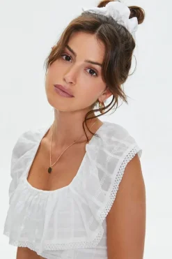 Embroidered Eyelet Scrunchie