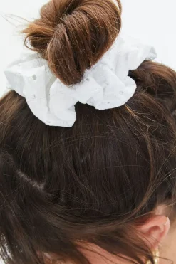 Embroidered Eyelet Scrunchie