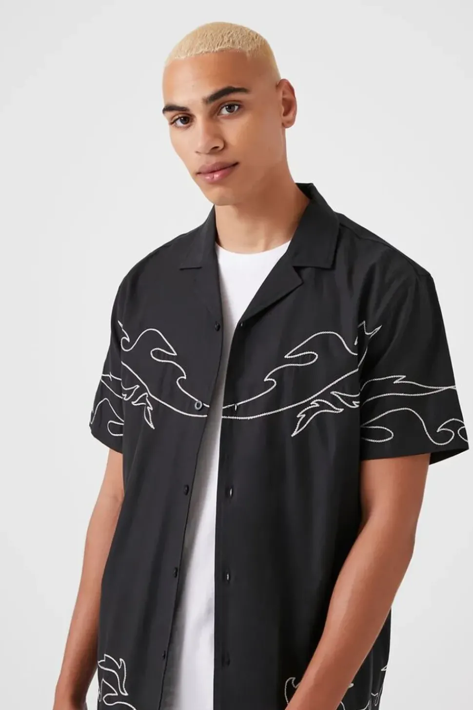 Embroidered Flame Shirt