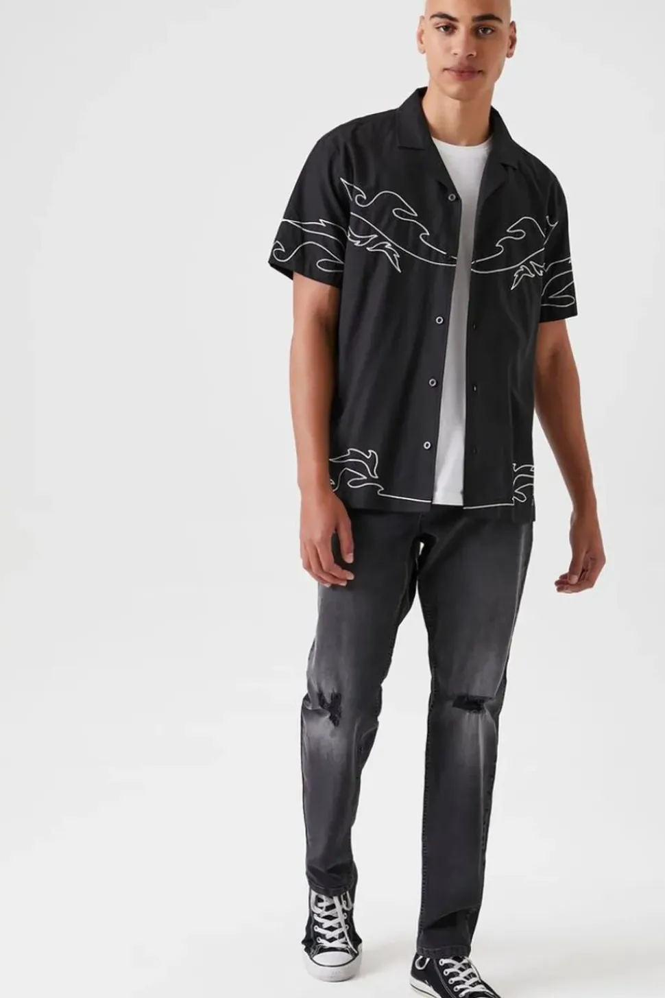 Embroidered Flame Shirt