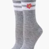 Embroidered Floral Crew Socks