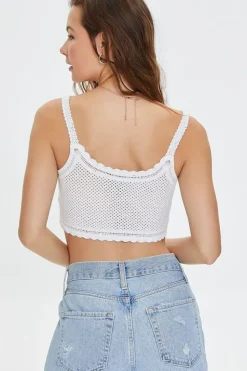 Embroidered Floral Crochet Crop Top