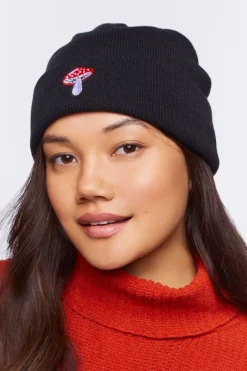 Embroidered Mushroom Beanie