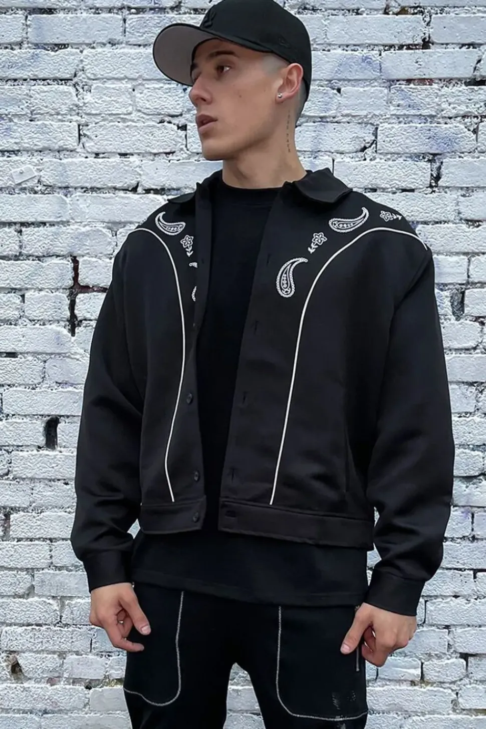 Embroidered Paisley Bomber Jacket