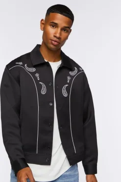 Embroidered Paisley Bomber Jacket