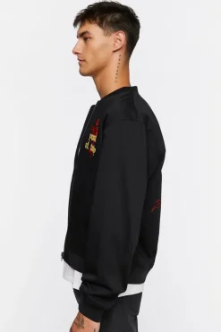 Embroidered Rose Bomber Jacket