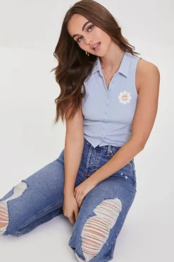 Embroidered Sleeveless Polo Shirt