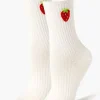 Embroidered Strawberry Crew Socks