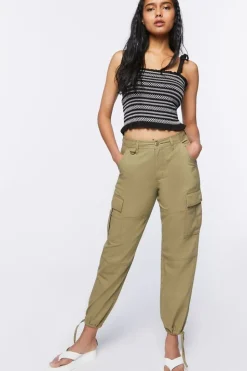 Embroidered Tie-Strap Crop Top