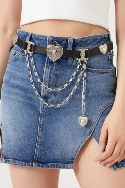 Etched Heart Faux Leather Belt