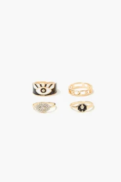 Evil Eye & Chain Ring Set