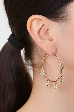 Evil Eye Charm Hoop Earrings