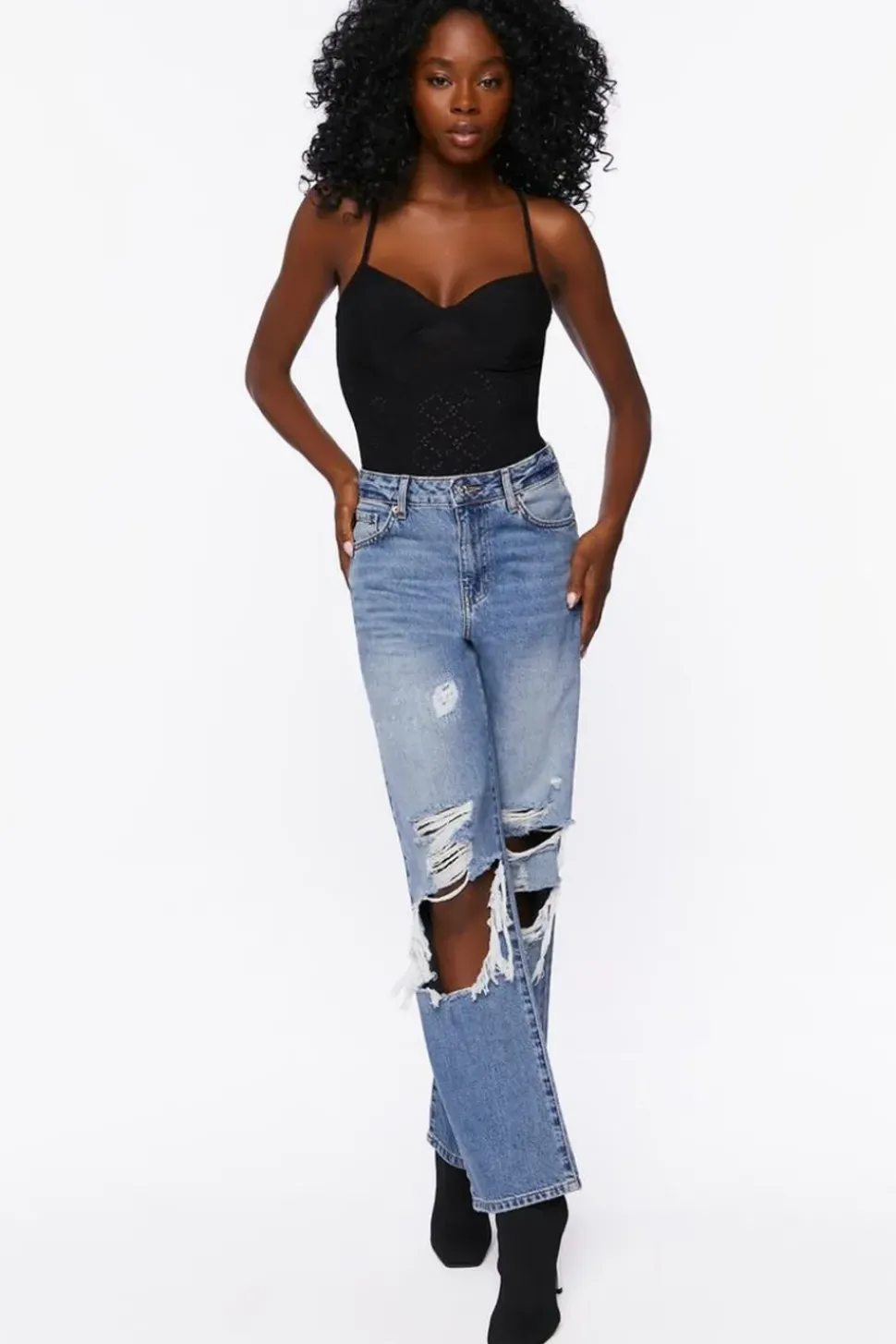 Eyelet Bustier Cami Bodysuit
