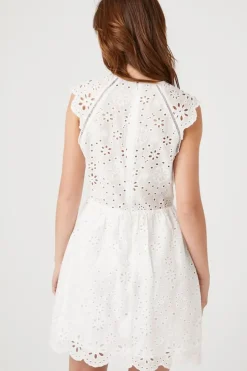 Eyelet Fit & Flare Mini Dress