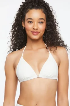 Eyelet Triangle Halter Bikini Top