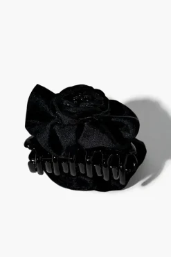Fabric Rose Claw Hair Clip