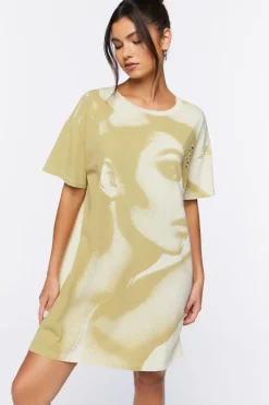 Face Graphic T-Shirt Dress