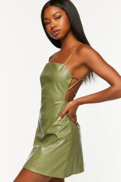 Faux Croc Backless Mini Dress