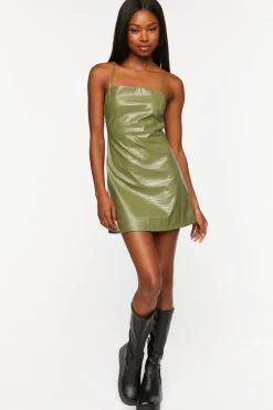 Faux Croc Backless Mini Dress