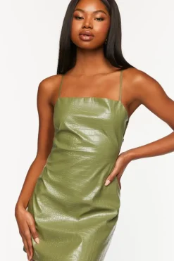 Faux Croc Backless Mini Dress