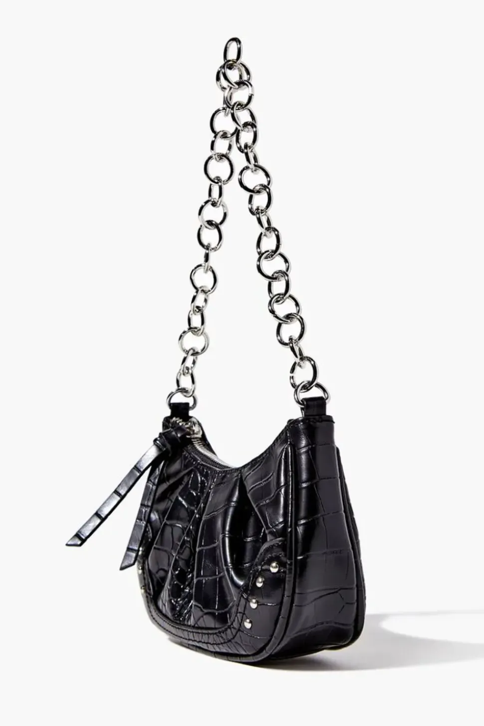 Faux Croc Baguette Chain Bag