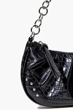 Faux Croc Baguette Chain Bag