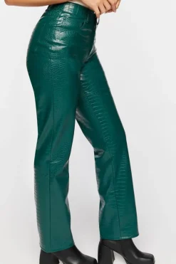 Faux Croc Bootcut Pants