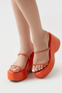 Faux Croc Chain Wedges