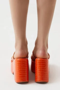 Faux Croc Chain Wedges
